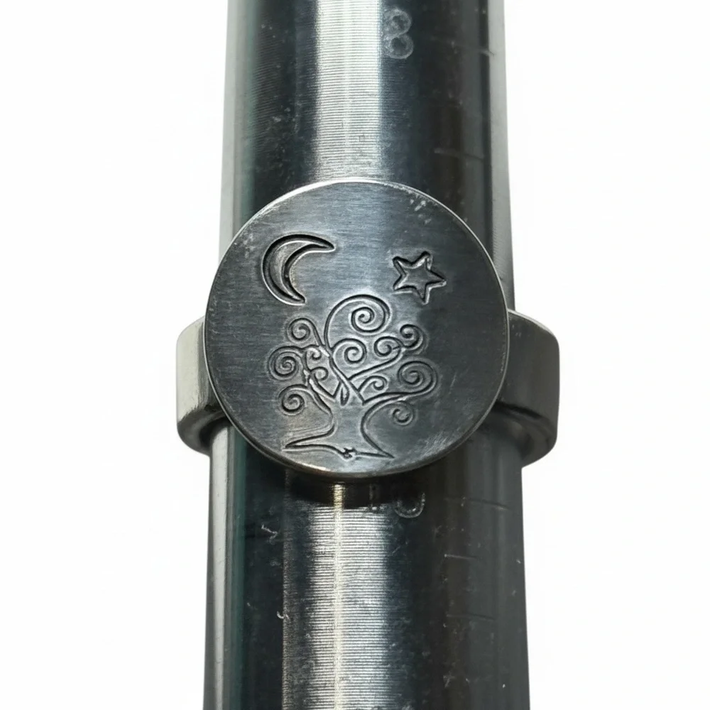 Handmade Tree of Life adjustable silver aluminum hypoallergenic medallion ring‎